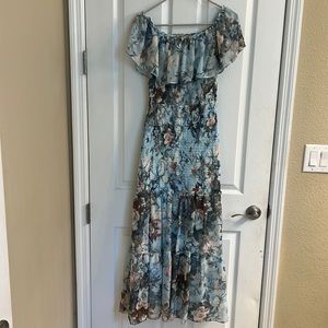 Balticborn blue off shoulder dress.